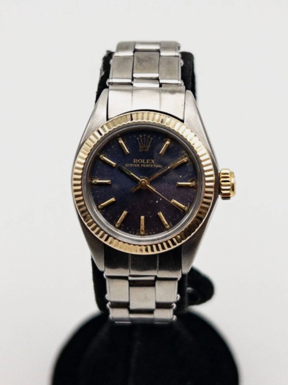 Rolex Black 14k Yellow Gold Watch Stainless Steel